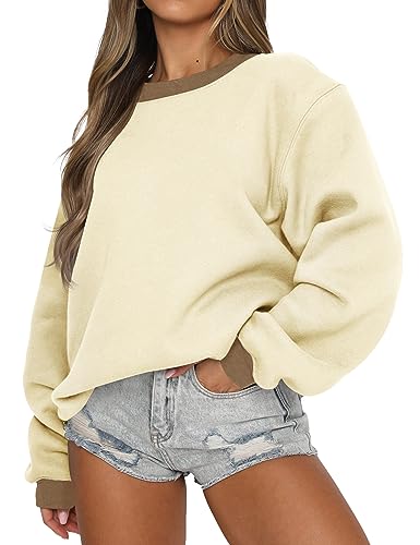 ZESICA 2024 Sweatshirt for Women Casual Long Sleeve Crewneck Oversized Pullover Jumper Tunic Tops,Purple,Small