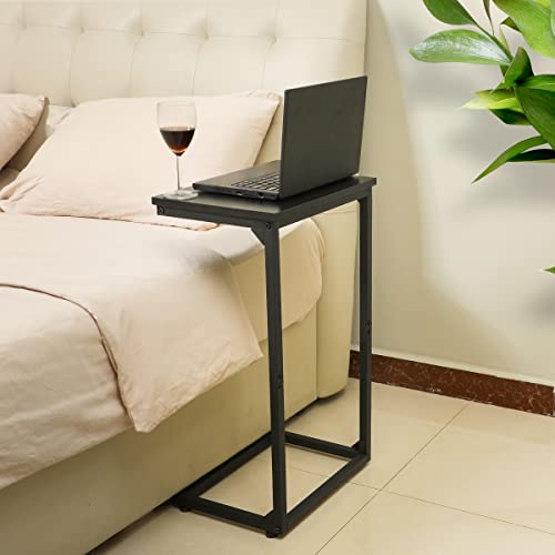 AMHANCIBLE C-Shaped End Table Set of 2, Couch Tables That Slide Under, TV Trays, Side Table for Small Space, Bedside Tables for Living Room, Bedroom, Metal Frame, Black HET02BBK
