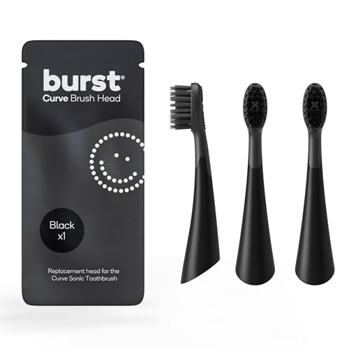 BURST Replacement Heads for Curve Sonic Electric Toothbrush (3 Pack/Black)
