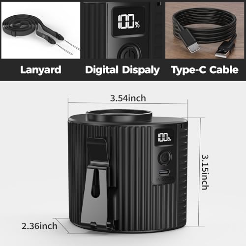 Portable Waist Fan - Hands-free Cooling Fan for Jobsite, 20H Run Time, 5 Speeds Battery Fan, Wearable Personal Neck Fan with Dual Clip, Stand, Lanyard, Suitable for Outdoor Activities and Work (Black)