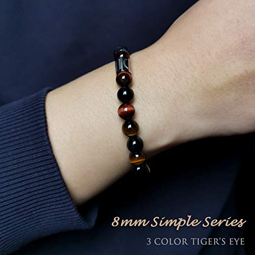 Morchic Lapis Lazuli Stone Gem Semi Precious Stretch Bracelet for Women Men Unisex, Real Natural Blue Gemstone 8mm Beads, Classic Simple Design Cuff Birthday Gift 7.5 Inch