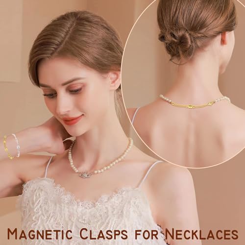 OHINGLT Necklace Extender Magnetic Necklace Clasps and Closures,Adjustable Necklace Extenders Gold and Silver Chain Extension for Necklaces Magnetic Clasps