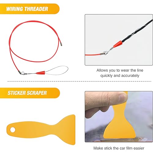 GOOACC 40Pcs Trim Removal Tool,Auto Terminal Removal Key Tool,Auto Clip Pliers Stereo Removal Tools,Car Upholstery Repair Removal Kit,Precision Hook and Pick Set,Wiring Threader,Car Film Scrape-Black