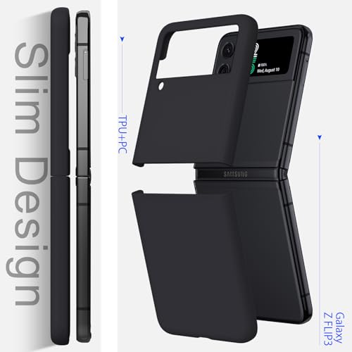 YSLBWLE for Samsung Galaxy Z Flip 5 Case,Slim & Military-Grade Protection Phone Case,Hard PC Shockproof Protective Phone Black 20-zflip5-01