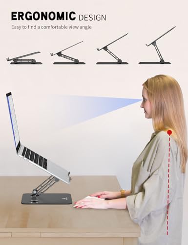 ToBeoneer Laptop Stand for Desk, Adjustable Laptop Stand, Foldable Laptop Riser Portable Computer Stand Compatible with MacBook Air/Pro, Dell XPS, Lenovo, HP and All Laptops up to 15.6 inches (Black)