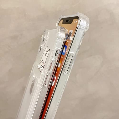 Casechics Compatible with iPhone Case,Cute Kawaii Cartoon Bunny Bear Clear Credit Card Slot Holder Wallet Transparent Corner Protection Soft Shockproof Cover Phone Case (Bunny,iPhone 16 Pro Max)