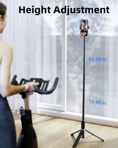 TODI 63" Phone Tripod, Tripod for iPhone & Portable Selfie Stick Tripod with Remote, Phone Tripod Stand for Video Recording, Travel Tripod for Cell Phone Tripod Compatible with iPhone 15/14/13/Android