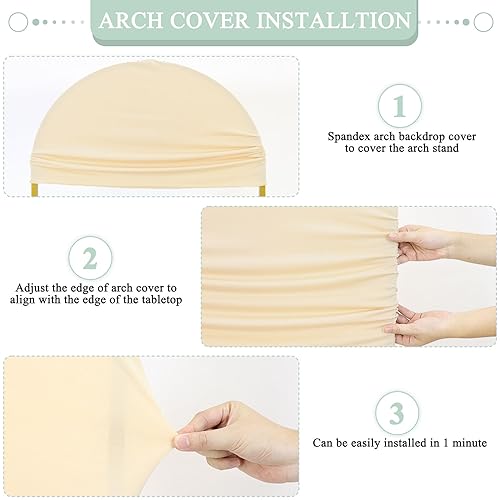OMKSIH Spandex Fitted Wedding Arch Cover Beige Arch Cover 6FT Chiara Cover Spandex Backdrop Arch Cover Round Top Backdrop Spandex Arch Cover Backdrop Fabric for Balloon Birthday Party Decorations
