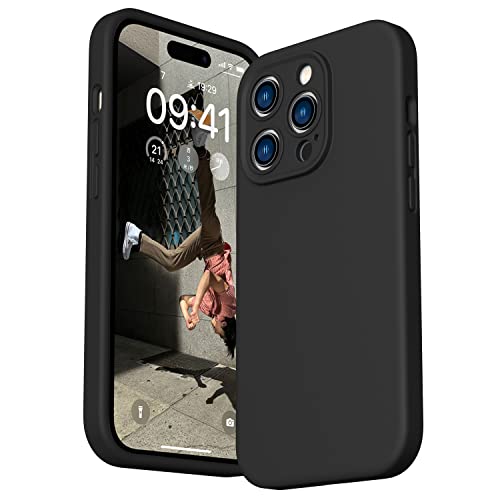 CellEver Heavy-Duty Silicone Case for iPhone 14 Pro - Military Drop Protection, Camera Shield, Scratch-Free Interior, Black