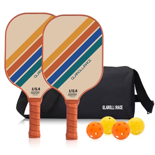 Pickleball Paddle Set of 2 Fiberglass Rackets,USAPA Approved Pickleball Set of 2 Pickle Ball Paddles,Fiberglass Surface & PP Honeycomb Core,Breathable Handle,4 Indoor & Outdoor Balls,1 Pickleball Bag