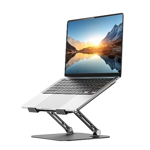 JUANWE Adjustable Laptop Stand, Aluminum Portable Laptop Riser Holder, Ergonomic Foldable Notebook Stand with Heat-Vent, Compatible for MacBook Pro, ASUS, Acer, Dell, HP (10-16'')