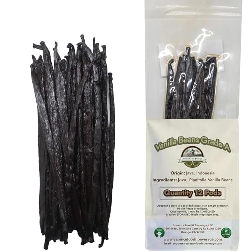 12 Large Vanilla Beans For Making Vanilla Extract Grade A - NON-GMO Planifolia Type Bulk, 6-8 Inches Grade A+