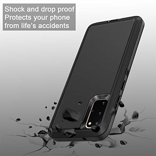 I-HONVA for Galaxy S20 Case 6.2 inch [Not fit S20 Plus] Shockproof Dust/Drop Proof 3-Layer Full Body Protection [Without Screen Protector] Rugged Heavy Duty Case for Galaxy S20,Black