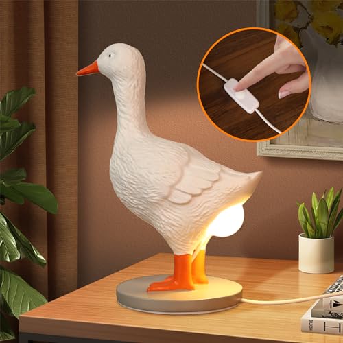 OkiyiD Duck Egg Lamp, Funny Goose Table Lamp, LED Egg Night Light, Resin Goose with Stepless Dimming Function, Decoration for Home, Bedroom, Study Room