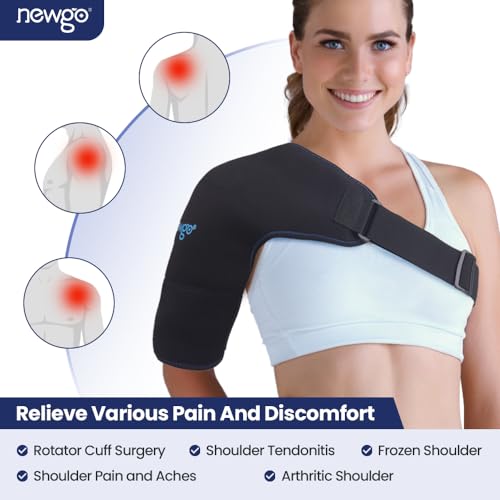 NEWGO Large Shoulder Ice Pack Rotator Cuff Cold Therapy Reusable Cold Pack Shoulder Ice Wrap for Shoulder Pain Relief, Recovery After Surgery, Swelling - Black
