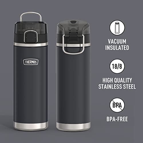 THERMOS ICON SERIES Stainless Steel Water Bottle with Spout - 24 Ounce, Granite - Vacuum Insulated Water Bottle with Lid