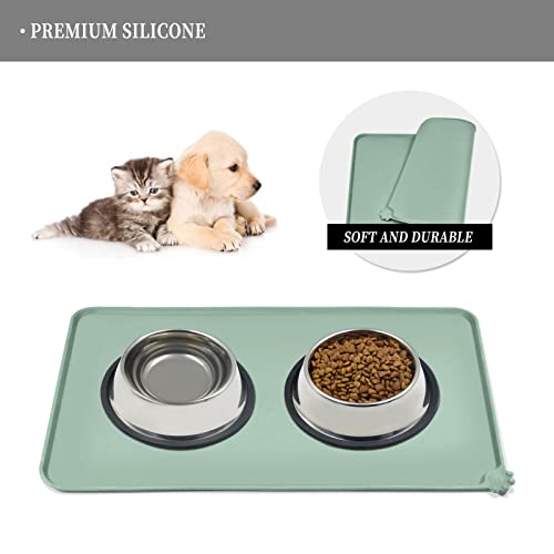 Reopet Waterproof Pet Feeding Mat with High Raised Edges, Heavier and Thicker Placemats for Cat Dog Water Bowl, BPA Free Silicone Feeding Mat, Dog Cat Feeding Mats for Food and Water Prevent Spill