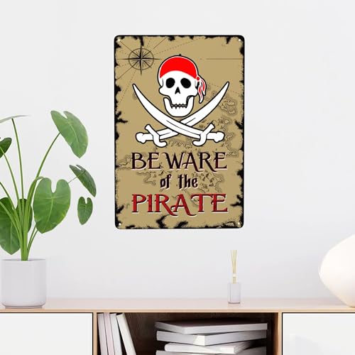 Pirate Theme Signs Decor Metal Sign Pirates Only All Others Will Walk The Plank Signs 12x8 Inches (Pirate01)