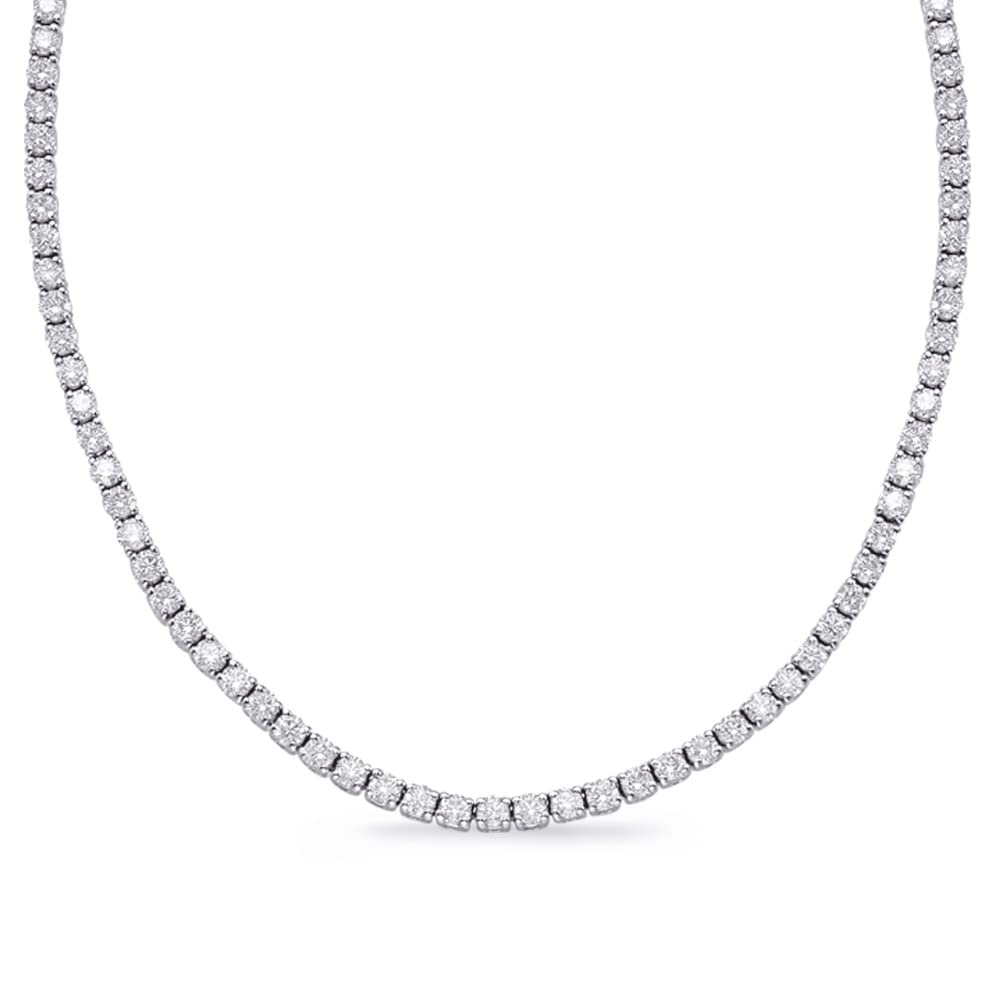 4 Carat LAB GROWN Round 14K White Gold 17"Uniform Straight Diamond Tennis Riviera Necklace (E-F Color, SI1-SI2 Clarity) Graduating Premium Collection 4 Prong