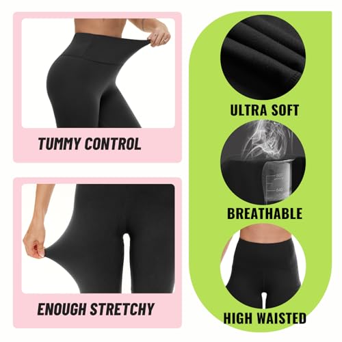 ZOOSIXX 7 Pack Biker Shorts for Women, 8” High Waisted Tummy Control Soft Yoga Workout Black Athletic Spandex Shorts