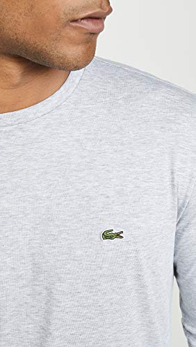 Lacoste Men's Long Sleeve Jersey Pima Regular Fit Crewneck T-Shirt, Silver Heathered, XS