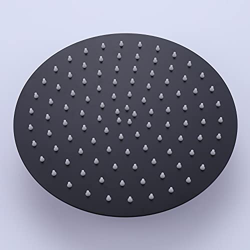 RBROHANT Matte Black Rain Shower System, Wall Mounted 10 Inches Round High Pressure Rainfall Shower Head with Handheld Shower Faucet Set, Solid Brass Rough-in Valve Included, RCS81005MB