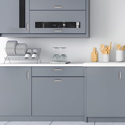 10 Pack Kitchen Cabinet Handles 5 Inch Hole Center Brushed Nickel Cabinet Pulls Solid Suqare Foot Drawer Pulls for Kitchen Cabinet Door Handles Silver Arch Dresser Handles for Cabinets and Drawers
