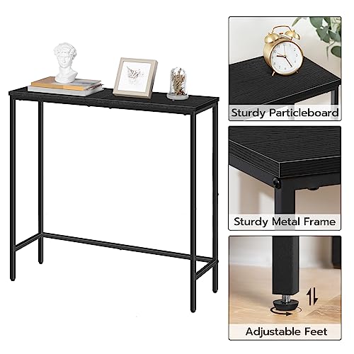 HOOBRO Narrow Console Table, 29.5" Small Entryway Table, Thin Sofa Table, Side Table, Display Table, for Hallway, Bedroom, Living Room, Foyer, Black BK75XG01