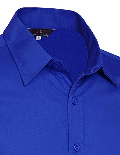 Stylish Slim Fit Long Sleeves Button Down Dress Shirts (L, Royal Blue 52)