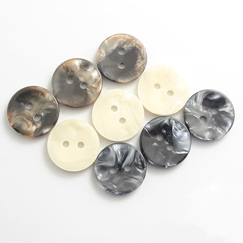 20PCS Resin Round Buttons Craft Sewing Snaps 2 Holes Handmade DIY Accessories (Beige, 13mm)