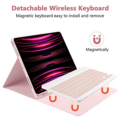 Compatible for iPad Air 13 inch Case Keyboard for iPad Pro 12.9 inch Case with Keyboard Slim Smart for iPad Keyboard Compatible with iPad Pro 6th/5th/4th/3rd Wireless Detachable Pencil Holder Black