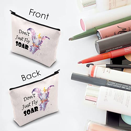 Flying Elephant Inspired Gift Flying Elephant Cosmetic Bag Flying Elephant Lover Gift Don't Just Fly Soar Makeup Zipper Pouch Bag Inspiration Gift for Girls Women (FLY Soar)