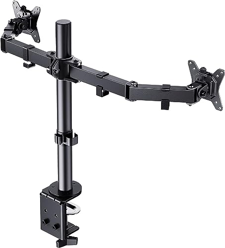 ErGear Dual Monitor Desk Mount, Heavy Duty Adjustable Arm for 2 Screens up to 32 Inches, Fully Adjustable Height, Tilt, Swivel, Rotate, Supports 17.6 lbs per Monitor Arm, Easy Installation