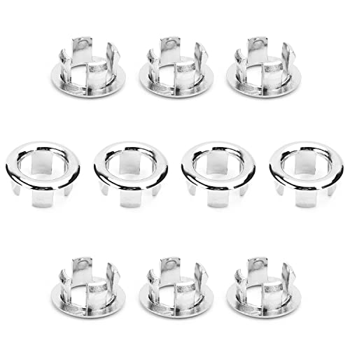 Yinpecly Plastic Sink Overflow Covers Basin Trim Round Hole Caps Insert for Home Shopping Malls Kitchen Bathroom Silver Tone 3PCS