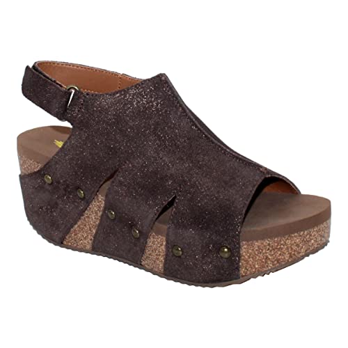 VOLATILE Women's Montpelier Wedge Sandal, Brown Metallic, 6