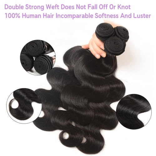 Myonisally Body Wave Bundles 12 inch 10A 1 Bundles Human Hair 100% Raw Single Bundles Human Hair Virgin Human Hair Weave Bundles Natural Black