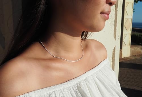 Hawaiian Silver Jewelry Sterling Silver Necklace – 1.1mm Diamond-Cut Rope Chain Necklace – Premium Italian Made Silver Jewelry – Elegant Silver Necklace for Women – 14-inch