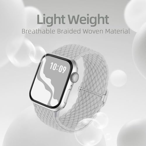 Braided Stretchy Solo Loop Compatible for Apple Watch Band 38mm 40mm 41mm 42mm 44mm 45mm 49mm for Women Men, Nylon Elastic Straps Wristbands for iWatch Series 9 8 7 6 SE 5 4 3 2 1 Ultra Ultra 2