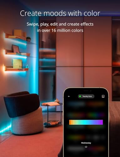 Twinkly Dots 10ft, LED Strip Multicolor, 60 RGB LED Strip Flexible, Compatible with HomeKit, Alexa and Google Home, Gaming Lights, 16 M+ Colors, USB Powered, App Control, Black Wire