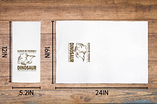 FULSOE Always Be Yourself Unless You Can Be A Dinosaur Kitchen Towels Dishcloths 24"x16",Cute Hand Drawn Rhino Dish Towels Bath Towels Hand Towels,Gifts for Boys Son Kids Girls