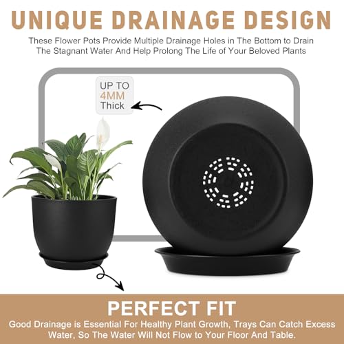 YNNICO Plant Pots 12 10 9 Inch Set of 3, Flower Pots with Multi Mesh Drainage Holes, Large Planters for Indoor Outdoor Garden Plants and Flowers