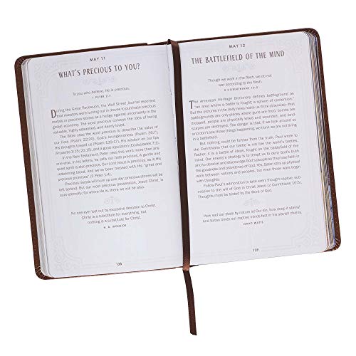 Walking with God Devotional - Brown Faux Leather Daily Devotional for Men & Women 365 Daily Devotions