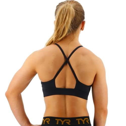 TYR Women's Standard High Neck Performance Sports Bra, Black, X-Small