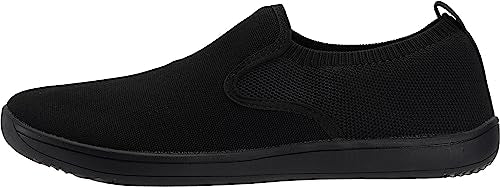 WHITIN Wide Toe Box Barefoot Sneakers for Men Slip on Fashion Canvas Minimalist Shoes Zero Drop Sole Size 8 Width 8W Walking Breathable All Black 41