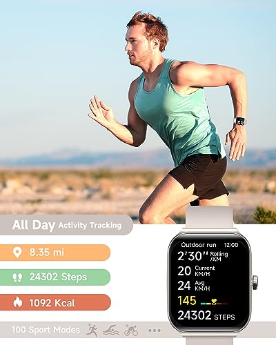 TOOBUR Smart Watch for Men Women Alexa Built-in, 1.95" Fitness Tracker with Answer/Make Calls, IP68 Waterproof/Sleep Tracker/Heart Rate/100 Sports, Fitness Watch Compatible iOS Android