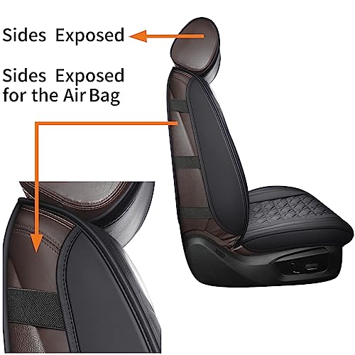 YIERTAI Car Seat Covers Waterproof Faux Leather Compatible with Nissan Altima Hyundai Accent Mitsubishi Outlander Subaru Outback Kia Buick Jeep Infiniti Ford Mazda Honda Toyota(2 PCS Front Black)