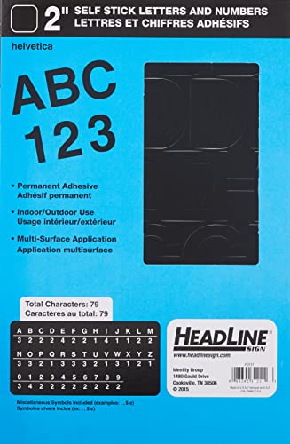 Headline Sign Stick-On Vinyl Letters and Numbers, Black, 2-Inch, Made in USA (31211)