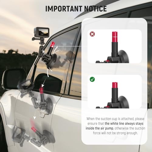 NEEWER Dual Suction Cup Car Mount Kit with 360° Ball Head Magic Arm, Quick Release Air Pump Vacuum Camera Mount with Phone Holder & Action Camera Adapter Compatible with GoPro Insta360 DJI OSMO, CA066