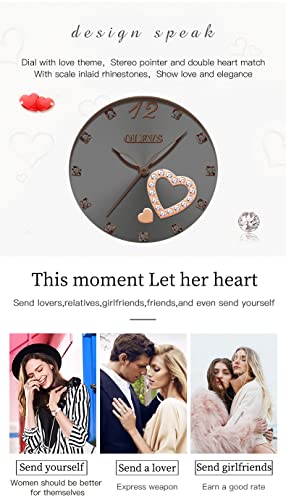 OLEVS Womens Watch Gifts Bracelet Set Rose Gold for Lady Female Business Dress Diamond Ladies Watch Casual Analog Waterproof Luminous Two Tone Wrist Watch Silver