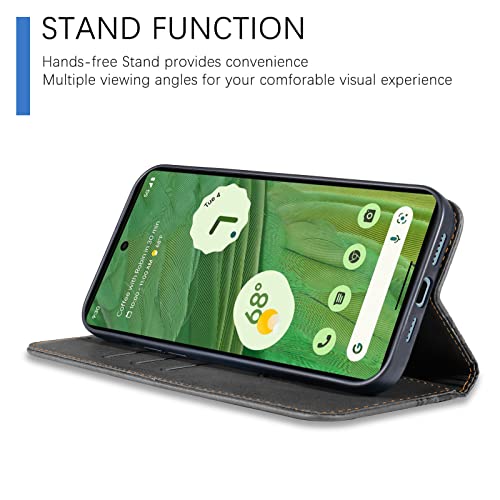 Wallet Case for Google Pixel 8 6.2 inch 2023 - [Strong Magnetic] PU Leather Folio Flip Case with Card Holder Kickstand Protective Phone Cover - Black